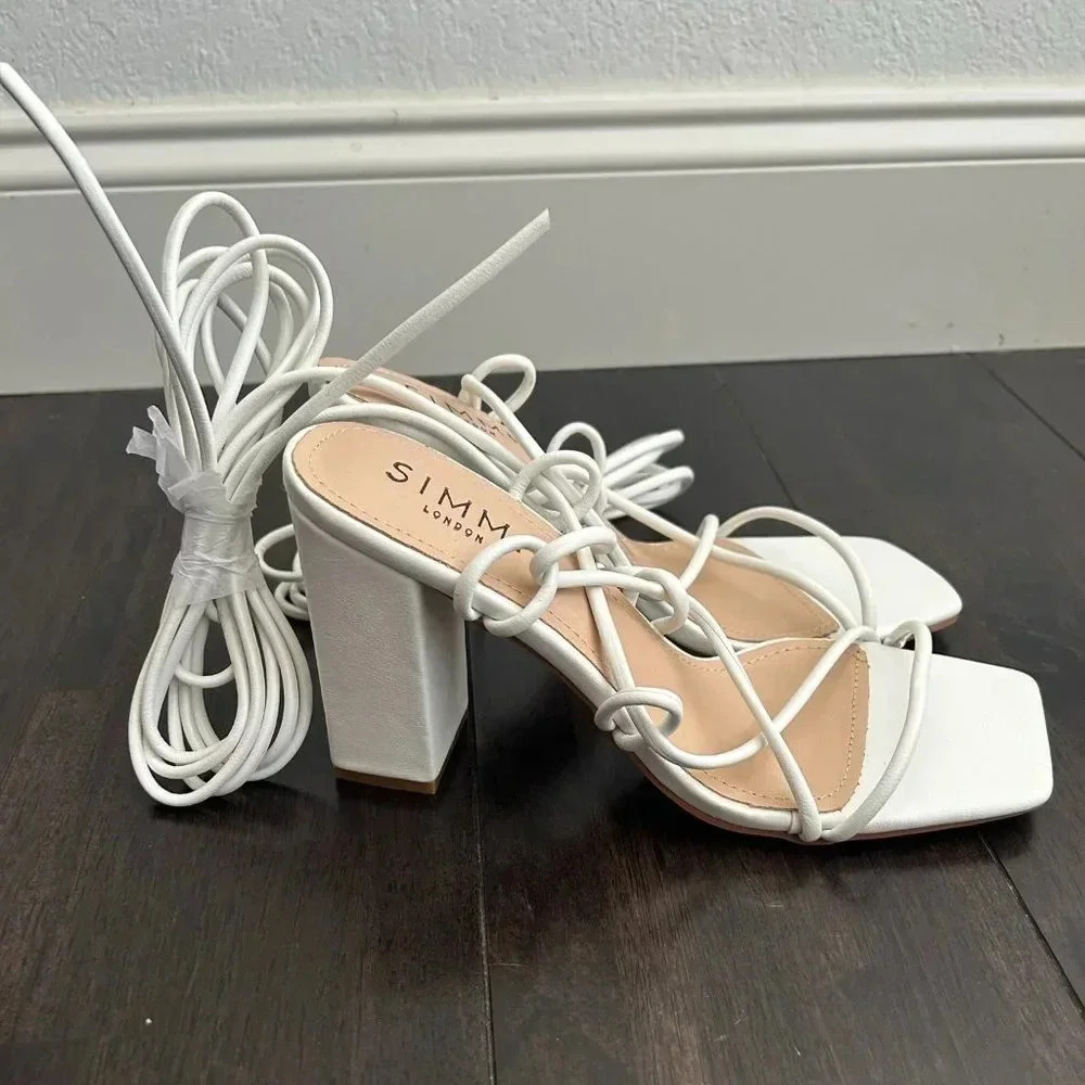 NEW Simmi London tie ankle block heeled sandals